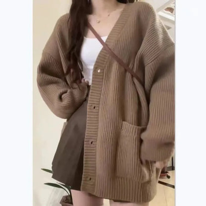 V-Neck Knitted Cardigan for Ladies