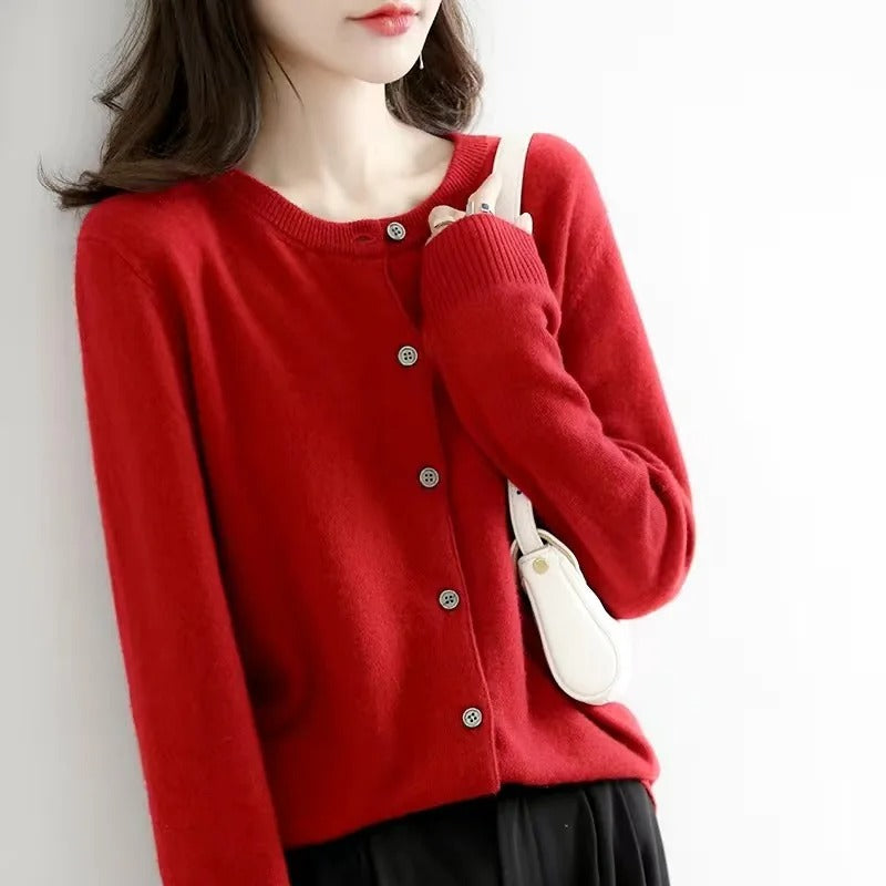 Knitted O-Neck Cardigan for Women