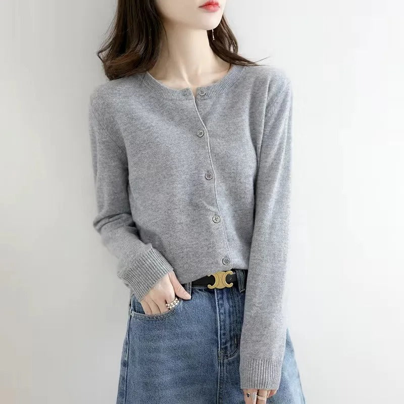 Knitted O-Neck Cardigan for Women