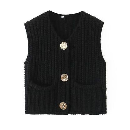 Elegant Knitted Cardigan Vest