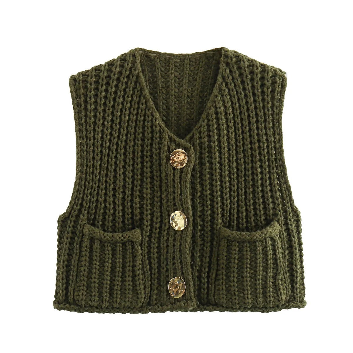 Elegant Knitted Cardigan Vest