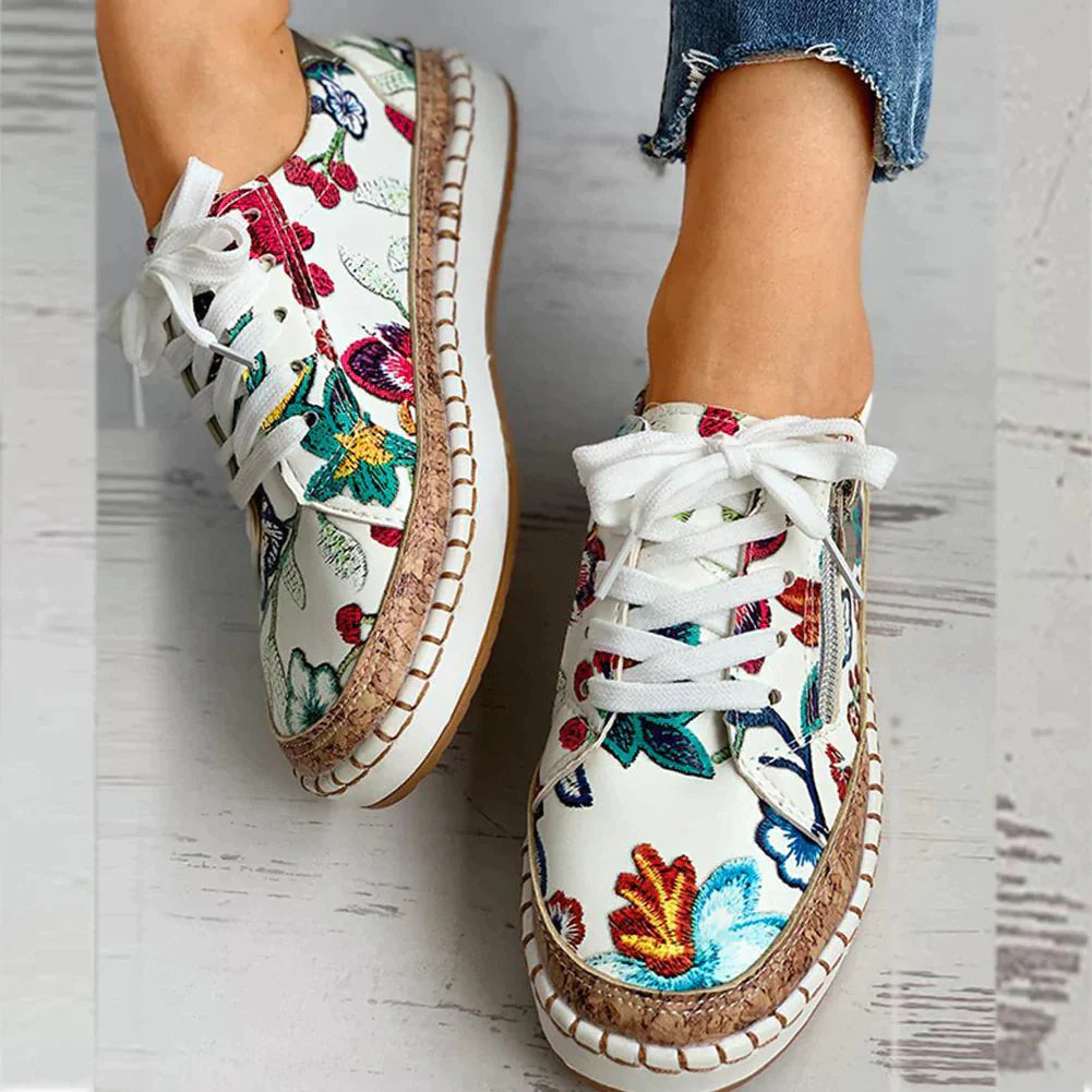 Floral Embroidery - Breathable Slip-on Shoes