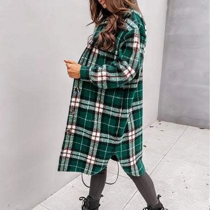 Women's Elegant Plaid Button-Down Coat