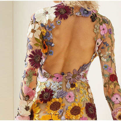 Elisa | Dress with Floral Embellishments