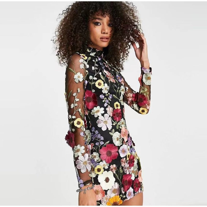 Elisa | Dress with Floral Embellishments