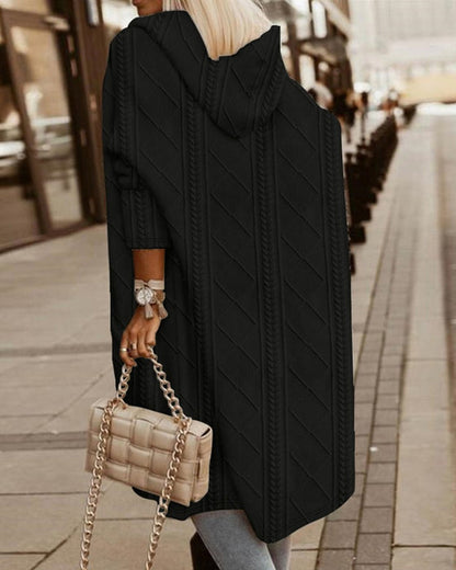 Pauline Laurent | Long Cardigan with Texture and Hood