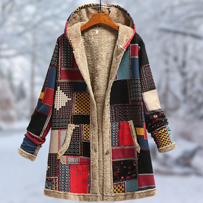 Léa Blanchet | Stylish Winter Coat With Hood and Print