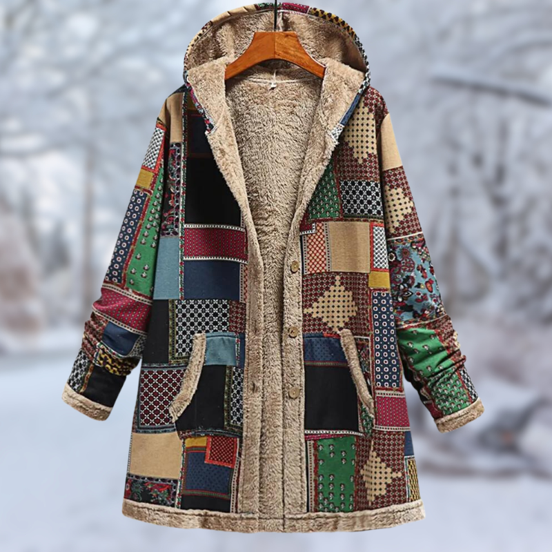 Léa Blanchet | Stylish Winter Coat With Hood and Print