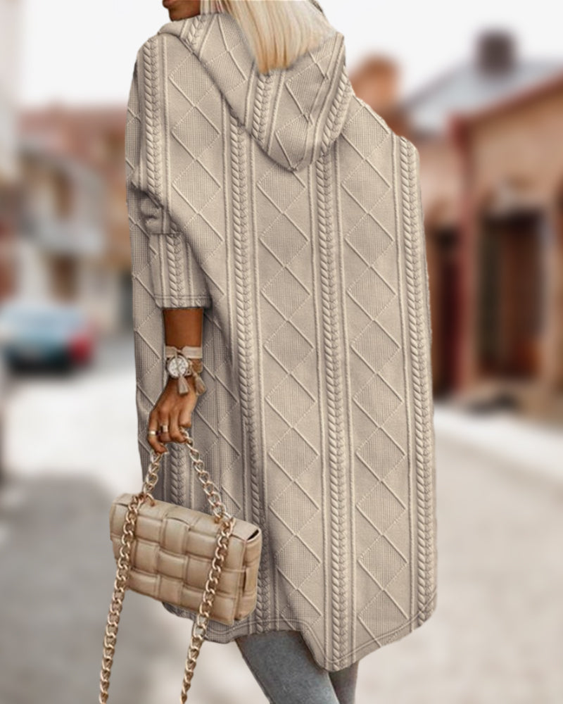 Pauline Laurent | Long Cardigan with Texture and Hood