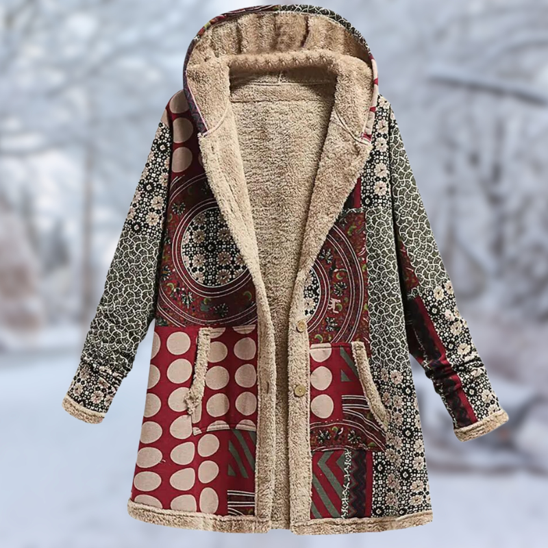 Léa Blanchet | Stylish Winter Coat With Hood and Print