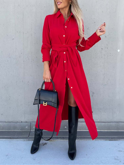 Isabelle Moreau | Long sleeve shirt dress with collar