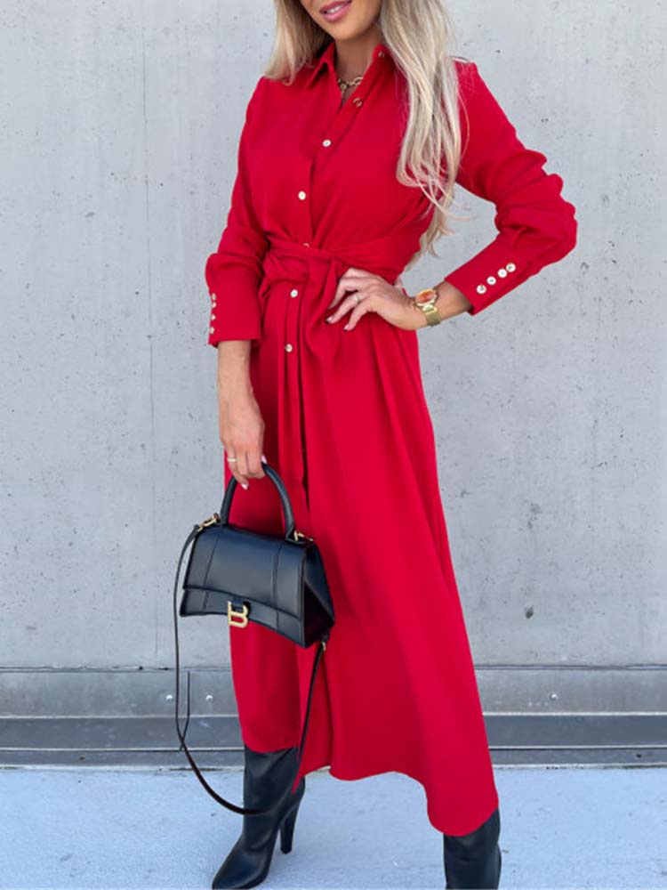 Isabelle Moreau | Long sleeve shirt dress with collar