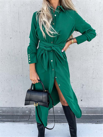 Isabelle Moreau | Long sleeve shirt dress with collar