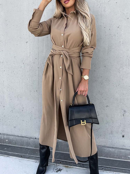 Isabelle Moreau | Long sleeve shirt dress with collar