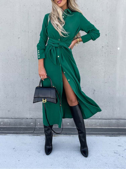 Isabelle Moreau | Long sleeve shirt dress with collar